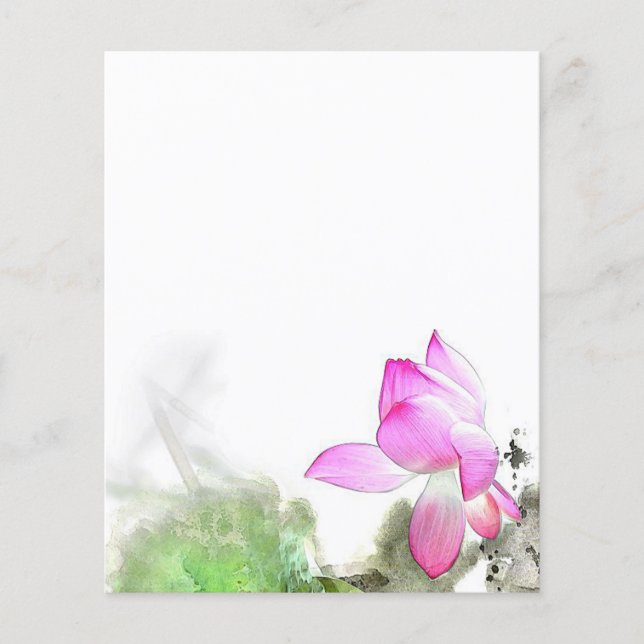 Lámina POND LOTUS l Arte de pintura de pincel chino (Anverso)