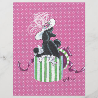 Lámina Poodle negro en estilo de cosecha de Hatbox