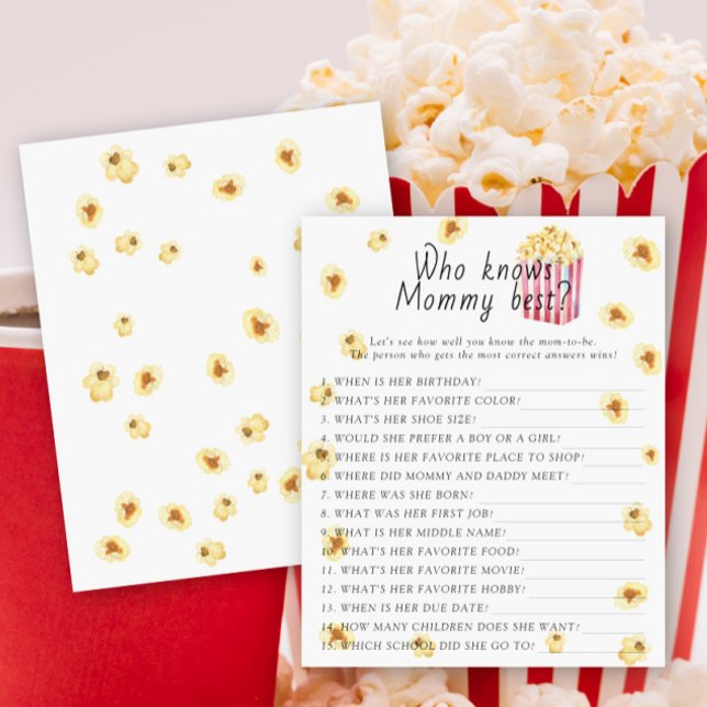 Lámina Popcorn baby ducha Quién conoce a mamá mejor juego (Subido por el creador)