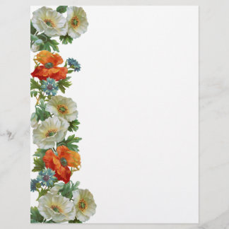 Lámina Poppies y Acenorias Arte Floral Carta