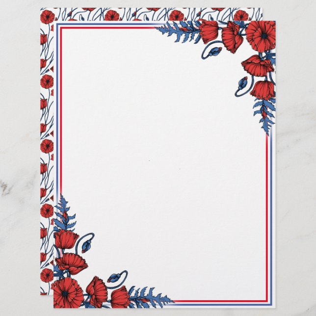 Lámina Poppy Bouquet Letterhead (Anverso / Reverso)