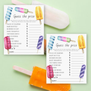 Lámina Popsicle baby ducha - Adivinen el precio Juego