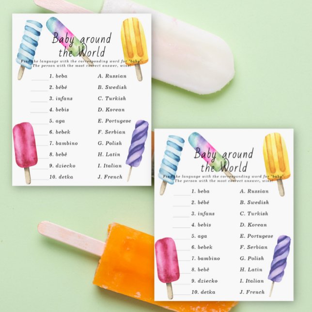Lámina Popsicle baby ducha - Bebé en todo el mundo (Subido por el creador)