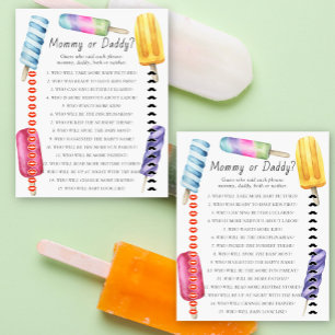 Lámina Popsicle baby ducha Mami o papi juego