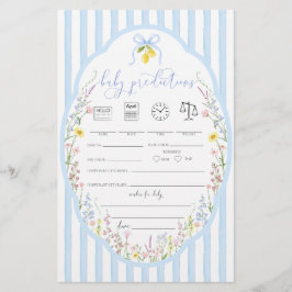 Lámina Posey Wildflowers Blue Bow Baby Predictions Game