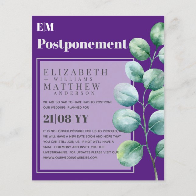 Lámina Posposición de la vegetación púrpura cambio de avi (Anverso)