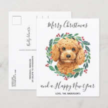 Postal de Navidades elegantes de caniche de presup
