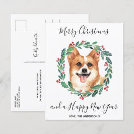 Lámina Postal navideña de merry de perro de Corgi galés p