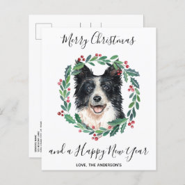 Lámina Postal navideña de merry Merry Border Collie Dog