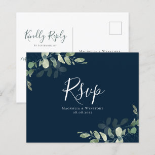 Lámina Postal RSVP de boda de eucalipto de presupuesto
