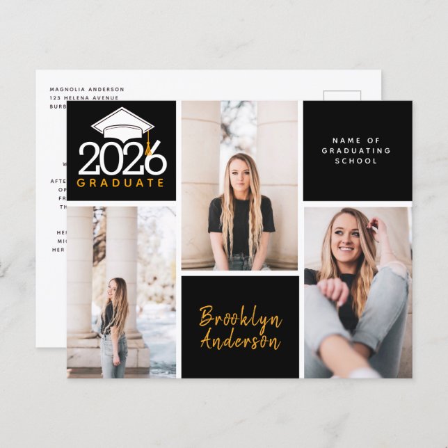 Lámina Postcarta de graduación de Collage de fotos de PRE (Anverso / Reverso)