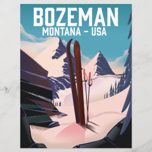 Lámina Poster de esquí Bozeman Montana