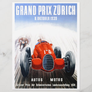 Lámina poster de la Carreras del Gran Premio de Zúrich de