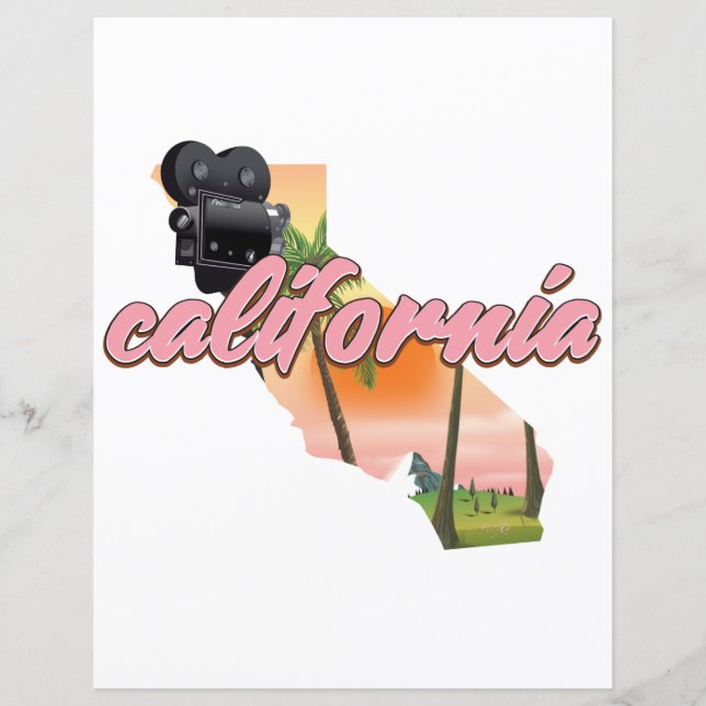 Lámina Poster de mapas de California USA (Anverso)