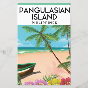 Lámina Póster de viaje a la playa de la isla de Pangulasi