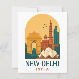 Lámina Póster de viaje vintage de Nueva Delhi India – Ciu