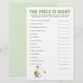Lámina Precio: juego de Baby Shower correcto