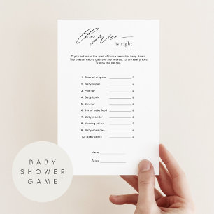 Lámina Precio minimalista: juego de prueba Baby Shower co