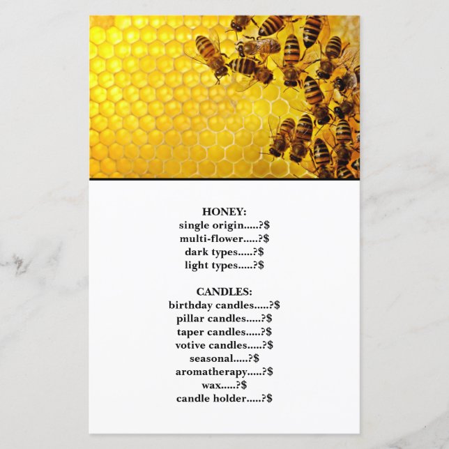 Lámina Precios blancos de abeja y miel (Anverso)