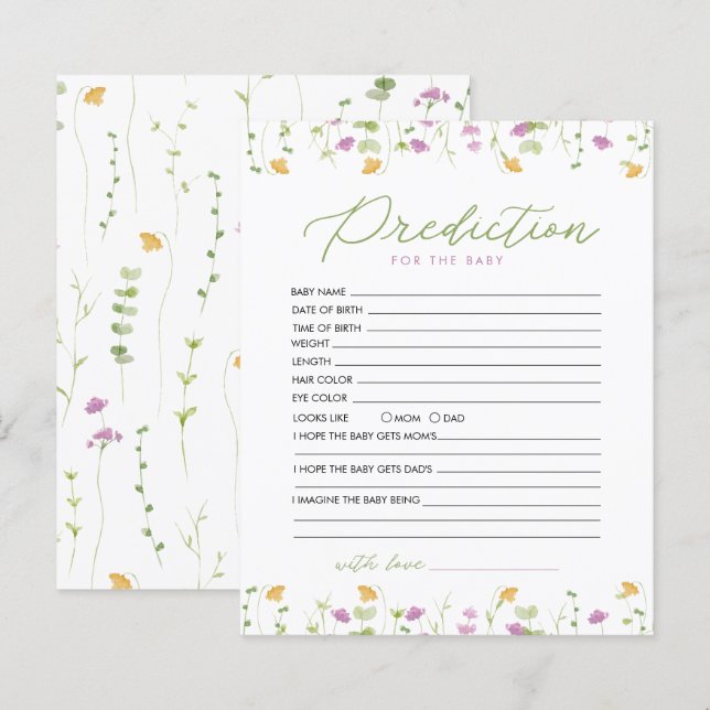 Lámina Predicción de flores silvestres amarillas rosadas  (Anverso / Reverso)