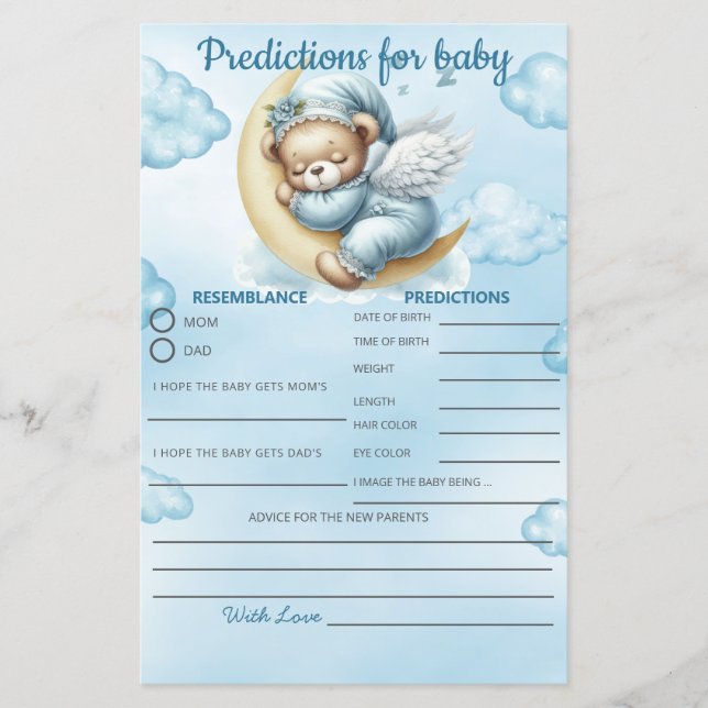 Lámina Predicción de osito de peluche para juegos de Baby (Anverso)