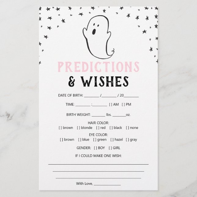 Lámina Predicción de un pequeño juego de Baby Shower de B (Anverso)