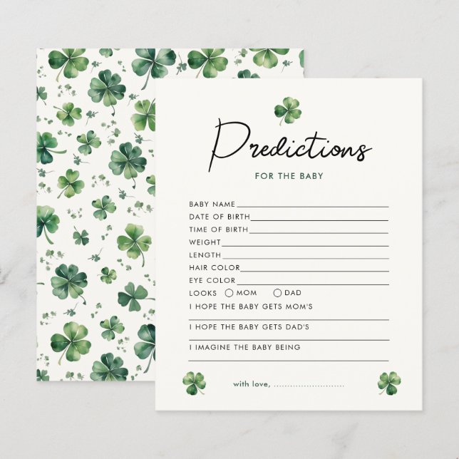 Lámina Predicción del juego de Baby Shower con encanto de (Anverso / Reverso)
