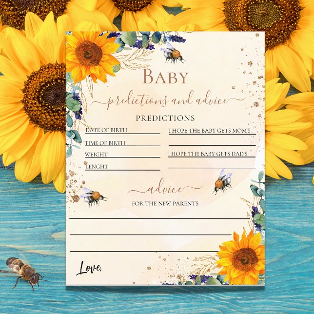 Lámina Predicciones de Baby Shower abejas de girasol euca (Subido por el creador)
