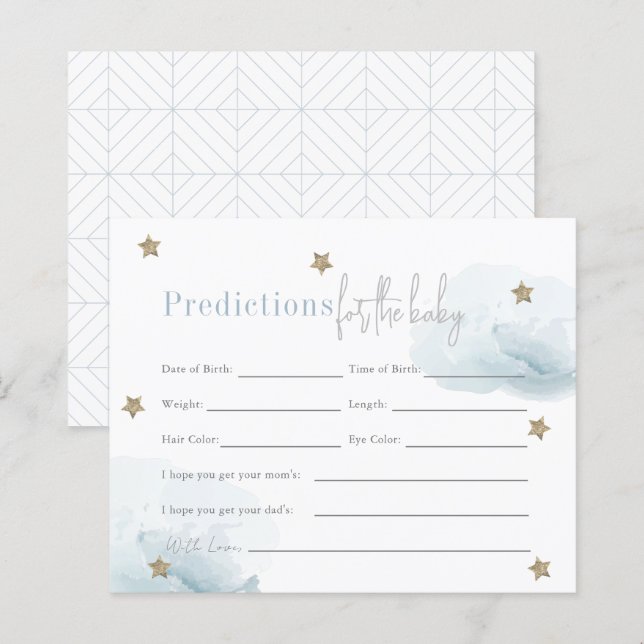 Lámina Predicciones de bebé de Cloud 9 Gold Stars Blue Bo (Anverso / Reverso)