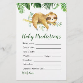 Lámina Predicciones de bebé de niño tropical Sloth Baby S