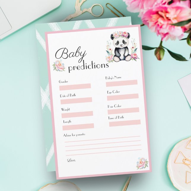 Lámina Predicciones de bebé en la jungla de los peonies P (Serene baby panda amidst peonies, balloons, eucalyptus - perfect for baby predictions!

)