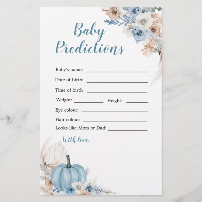 Lámina Predicciones de bebés por calabaza rusa boho (Anverso)