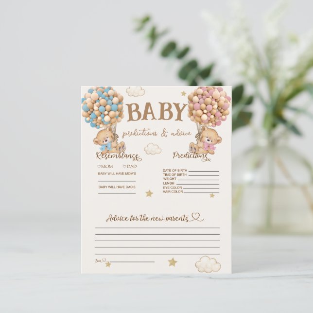 Lámina predicciones de bebés y globos de oso de juegos de (Anverso de pie)