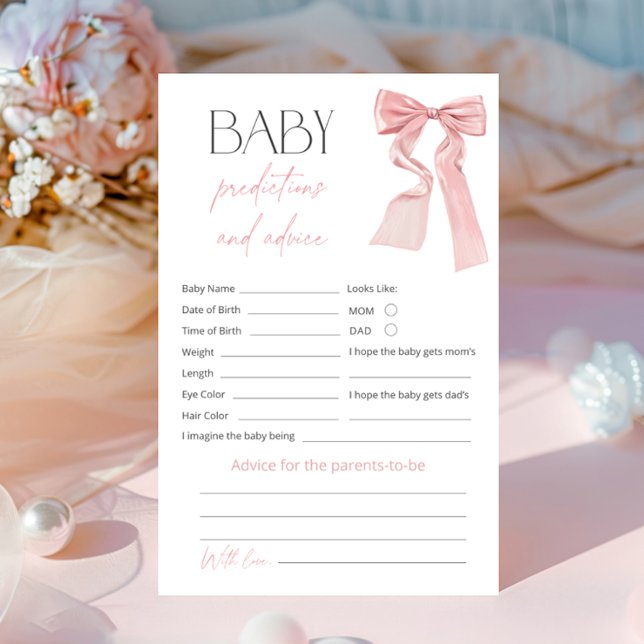 Lámina Predicciones de plegado rosado y juego Baby Shower (Subido por el creador)