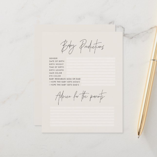 Lámina Predicciones del fiesta de la ducha para bebés jue (Anverso/Reverso In Situ)