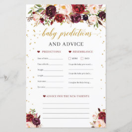 Lámina Predicciones florales de borgoña para bebés y jueg
