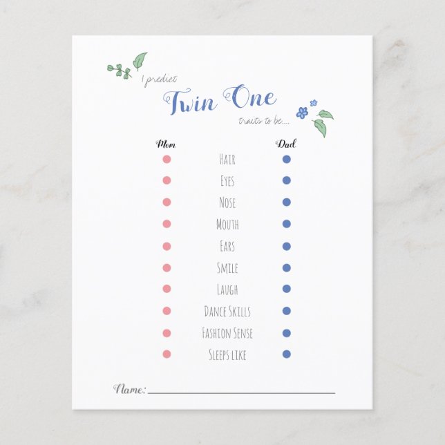 Lámina Predicciones para bebés de Babyducha tema del oso  (Anverso)