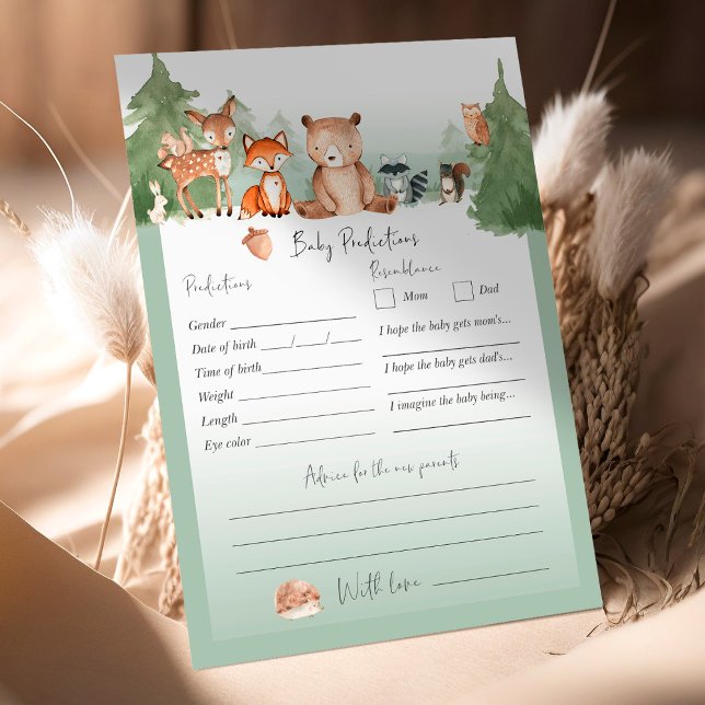 Lámina Predicciones para bebés de Woodland Baby Shower (Subido por el creador)