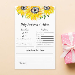 Lámina Predicciones para bebés y Baby Shower de girasol d