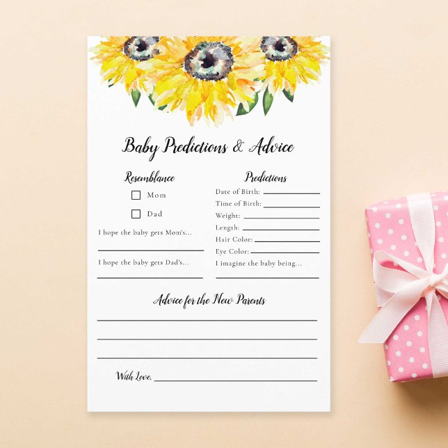 Lámina Predicciones para bebés y Baby Shower de girasol d (Subido por el creador)