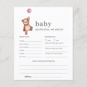 Lámina Predicciones para bebés y Chica de juegos Baby Sho