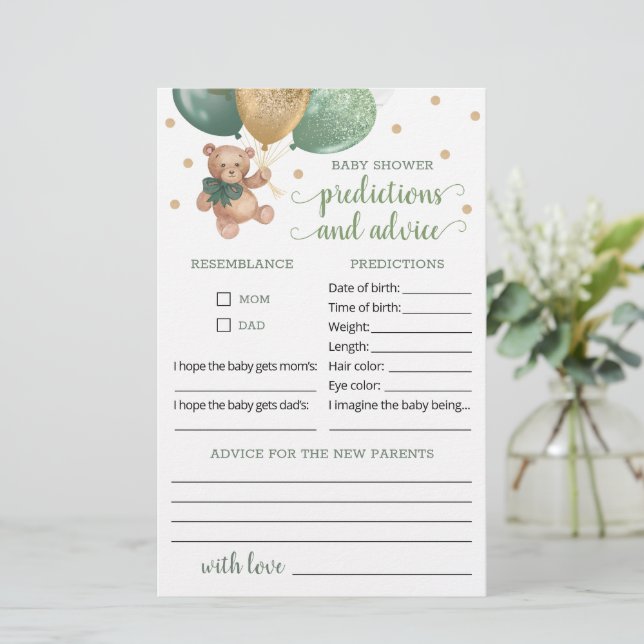 Lámina Predicciones para bebés y consejos para el osito d (Anverso de pie)