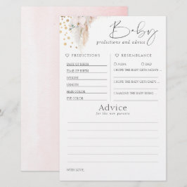 Lámina Predicciones para bebés y juego Baby Shower de con