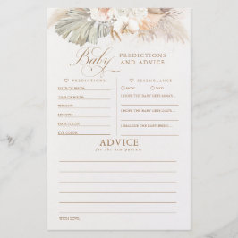 Lámina Predicciones para bebés y juego Baby Shower de con