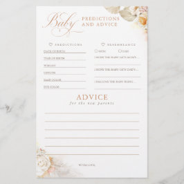 Lámina Predicciones para bebés y juego Baby Shower de con