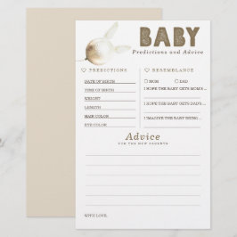 Lámina Predicciones para bebés y juego Baby Shower de con