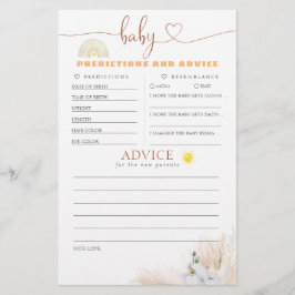 Lámina Predicciones para bebés y juego Baby Shower de con