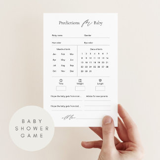 Lámina Predicciones para bebés y juego Baby Shower de con
