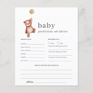 Lámina Predicciones para bebés y juego Baby Shower de con