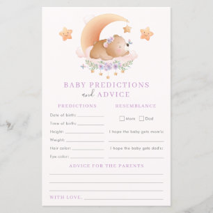 Lámina Predicciones para bebés y juego Baby Shower de con